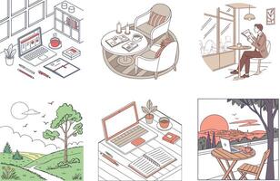 Bundle your Coffee. KPI data analysis. and performance metrics Collection Illustrations vector