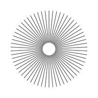 Radial circle lines icon. Circular lines pattern. Outlined symbol of Sun star rays. Abstract geometric shape. Spokes with radiating stripes. Flat design trendy element. Minimalist graphic illustration vector