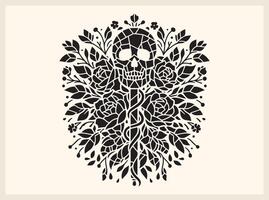 Mosaic Skull with Floral Details for Creative Projects vector