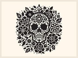 Dark Floral Mosaic Skull for Artistic Concepts vector