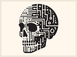 Futuristic Tech Glitch Skull Illustration for Digital Art vector