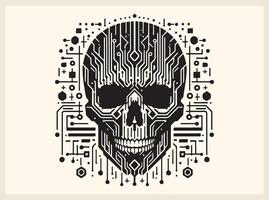 Bold Tech Skull with Glitch Art Effect for Edgy Designs vector