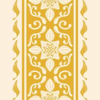 Exotic Gold Element Scroll Florals Leaves and Wines Nature Inspired Elegance Border Pattern on Beige Background. Delicate Arranged Elaborate Rich for Prints Textiles Traditional Silk Unique Art Work vector