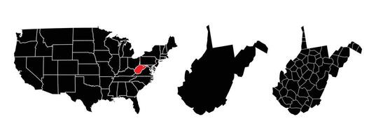 West Virginia State Map Set vector