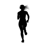 Flat Style Woman Running Silhouette vector