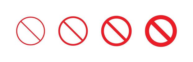 Blank prohibiting sign set with red crossed circle design vector