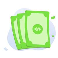 Three paper dollar money. green dollar paper currency. Paper money with a dollar sign. Finance concept editable illustration. suitable for UI illustration, presentation, or many others. vector
