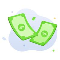 Double paper dollar with other small paper dollars around it. paper money with a dollar sign. Finance concept editable illustration. suitable for UI illustration, presentation, or many others. vector