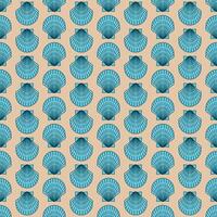 blue seashell seamless pattern, retro sea pattern vector