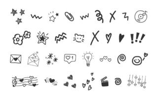 Hand drawn doodle style objects in a fun random collection vector