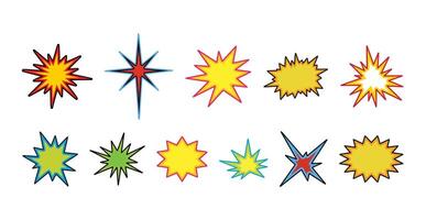 Flat comic style speech bubbles in three bold color variations vector