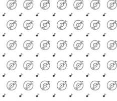 Seamless pattern with music disks and musical notes combined vector