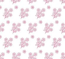 Seamless pattern of pink floral outlines for textile design vector