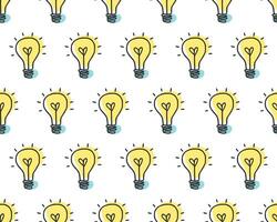 Seamless bulb pattern in flat outline style for backgrounds vector