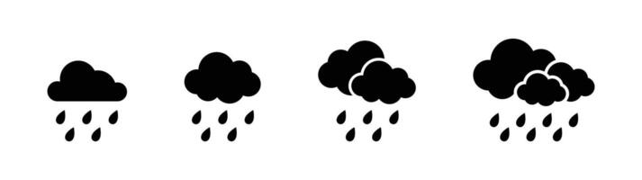 Bold black cloud with rain icon for weather apps vector