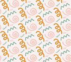 Flat style swirl line pattern with playful doodle decorative design vector