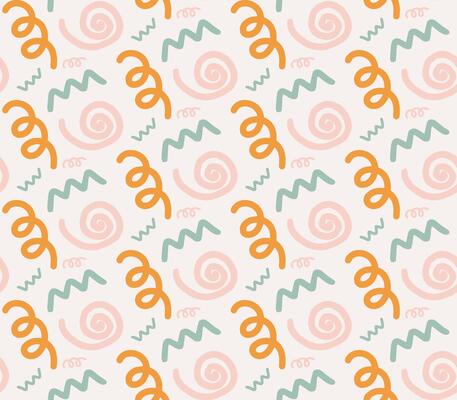 Flat style swirl line pattern with playful doodle decorative design