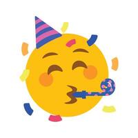 Happy party face emoji icon in colorful style vector