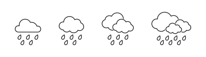 Minimal line icon of cloud with rain for weather apps vector
