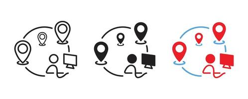 Remote work icon representing flexibility and digital office setup style vector