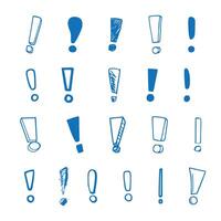 Hand drawn exclamation mark in fun expressive doodle sketch style vector