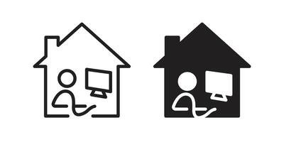 Minimal home office icon representing remote work and digital flexibility vector