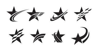 Black wave of stars in abstract flowing decorative pattern vector