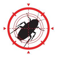 Cockroach with target icon for pest control and extermination design vector
