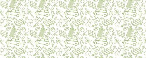 Seamless pattern featuring renewable energy sources for eco design projects vector