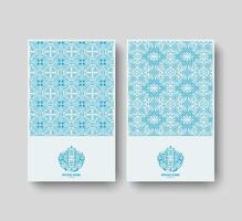 blue ornament line pattern label vector