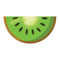 Fresh green kiwi slice in half circle shape, perfect for healthy food concepts, tropical packaging, summer juice ads and fruit-themed branding vector