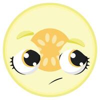 Sweet honeydew melon character with curious eyes and gentle expression, ideal for children's designs, stickers, and summer-themed graphics vector