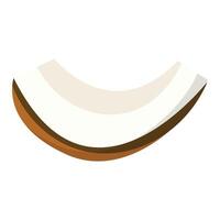 Tropical coconut slice with white pulp and brown shell ideal for food projects, packaging design, summer themes, and healthy lifestyle visuals vector