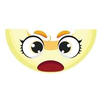 Angry melon slice with expressive eyes and bold face, ideal for fun prints, packaging, childrens projects, food themes and character collections vector