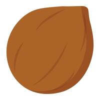 Whole coconut shell in simple flat design perfect for tropical themes, food packaging, eco branding, exotic recipes and summer-related visuals vector