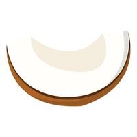 Minimal coconut slice with clean lines and flat color style perfect for food education summer projects product packaging and healthy tropical themes vector