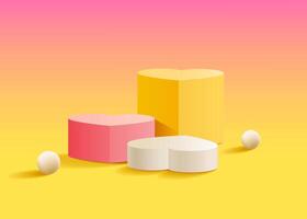 3d rendering, heart minimal stage for product display present background. vector
