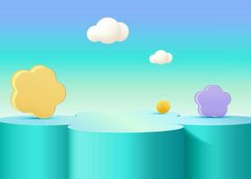 3d rendering, Abstract minimal stage for product display present background, kids product present.. vector