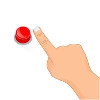 hand pushing red button vector