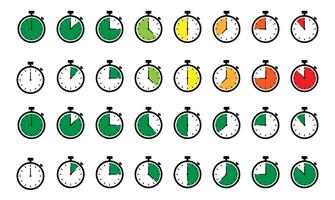 stopwatch icon bundle with color change time timer clock vector
