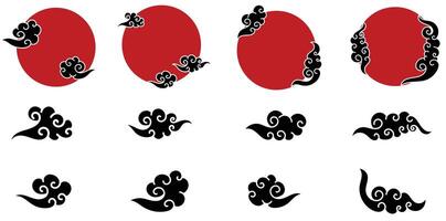 red circle frame with ornamental chinese cloud asian style vector