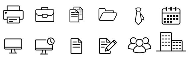 office icon outline work paper business bundle vector