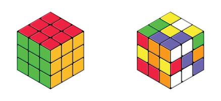 rubik cube color puzzle icon vector