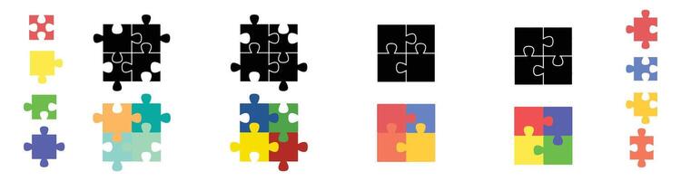 puzzle jigsaw piece icon colorfull game match vector