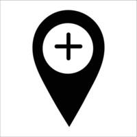 location pin with plus sign marking a new location place or spot Ideal for maps navigation and finding something new vector