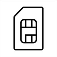 An illustration of a simple sim card used for mobile devices and cellular connectivity depicted as an icon with clean lines and sharp detail vector