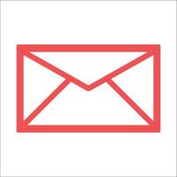 Red outlined mail icon isolated on a Represents communication sending and receiving letters or a message vector