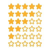 Golden star rating symbols on a backdrop indicating customer reviews and ratings Filled and outlined stars showcase a range of assessment vector