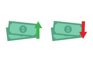 Dollar paper currency chart up and down arrows vector