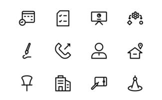 Modern Workplace Icons Packs. Editable Professional Icons for Office, Collaboration, Productivity, and Business Tools in Minimalist and Outline Styles. vector